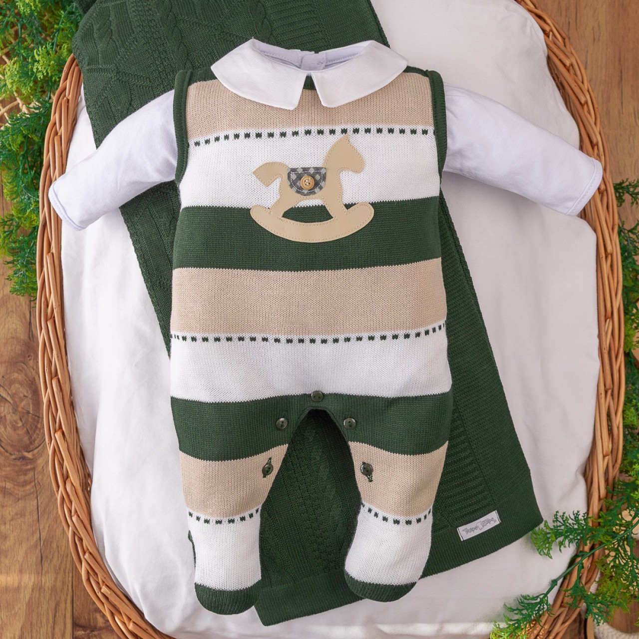 Saída de Maternidade Felipe - Verde Militar e Bege